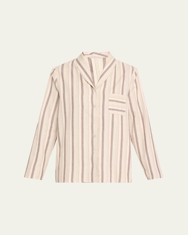 Loungy Nights Striped Cotton Flannel Nightshirt